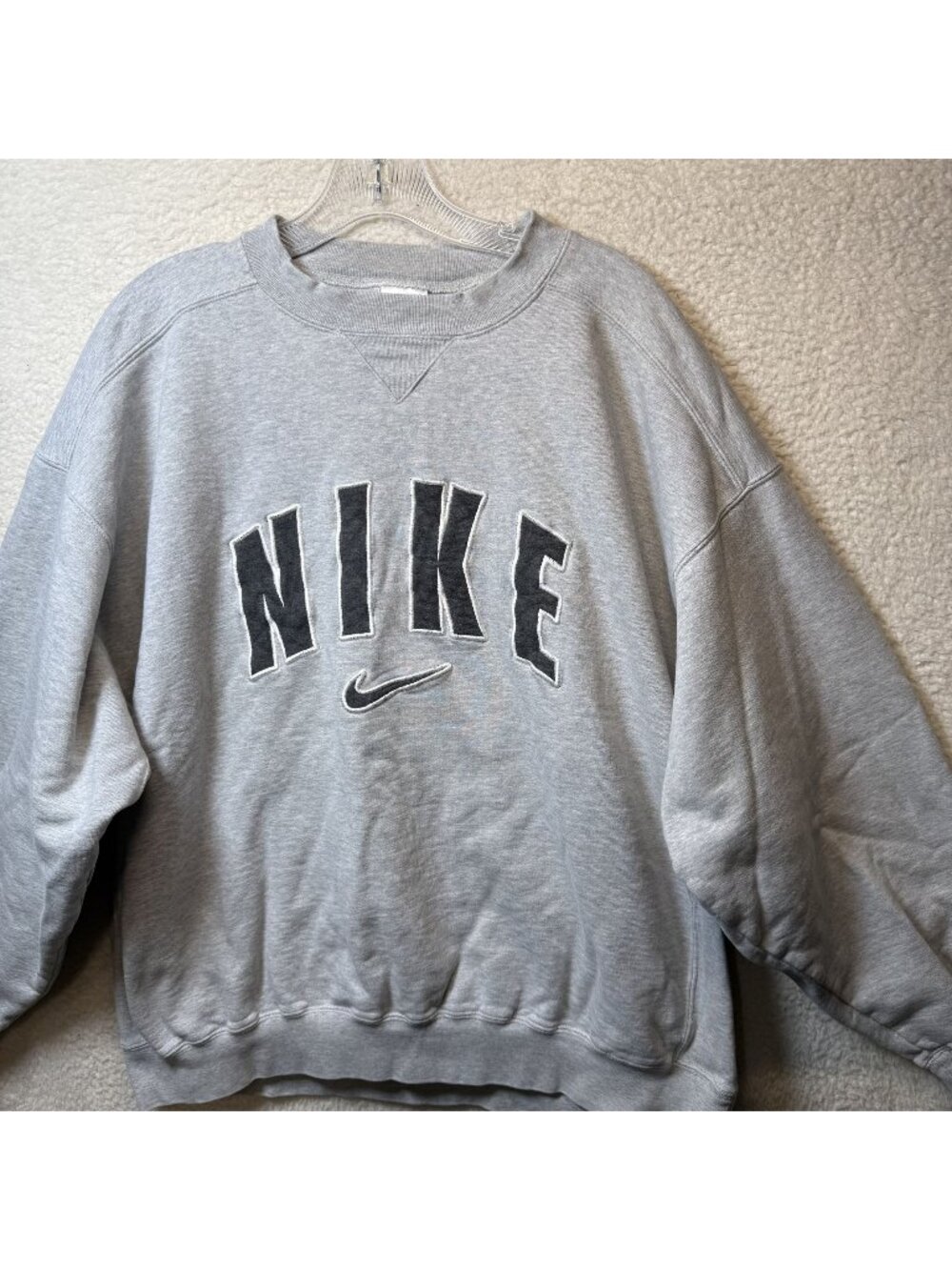 Vintage 90's Nike Gray Sweatshirt XL Embroidered Logo Pullover Crewneck Swoosh
